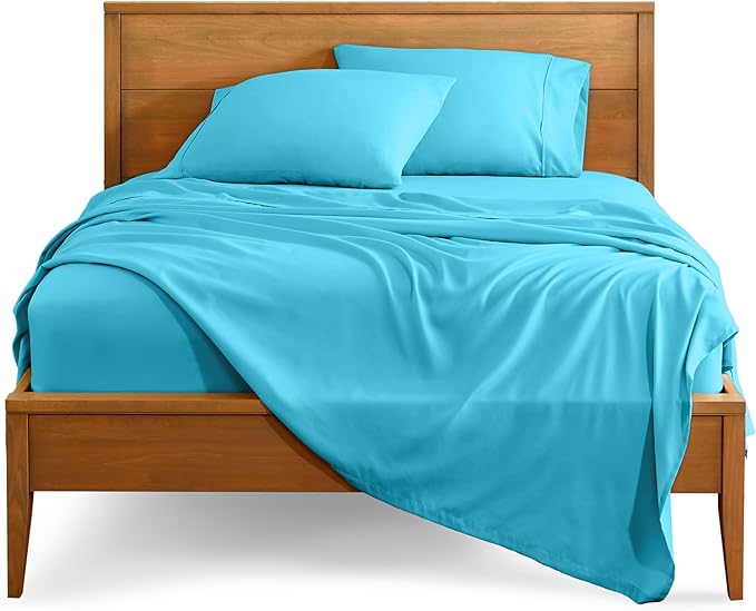 Bare Home King Sheet Set - 1800 Ultra-Soft Microfiber King Bed Sheets - Double Brushed - Deep Pockets - Easy Fit - 4 Piece Set - Bedding Sheets & Pillowcases (King, Aqua)