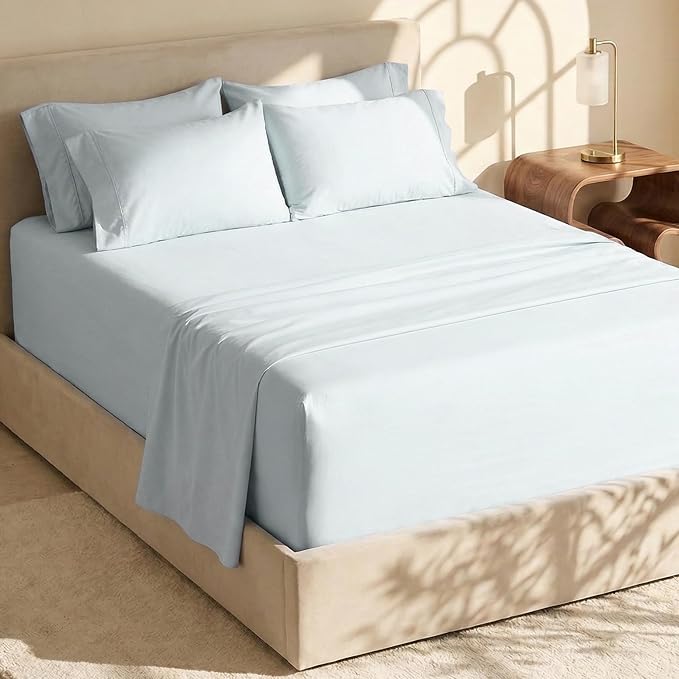 Hearth & Harbor Bed Sheets, Luxury Soft 6 Piece Bed Sheet Set Extra Deep Pocket Fitted Sheets Fits Mattress up to 21", Double Brushed Bedding Sheets & Pillowcases,