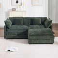 Modular Sectional Sofa with Ottoman, 76.7" Modern L Shaped Sectionals Cloud Couch, Comfy Couch Loveseat, 3 Seat Chenille Deep Seat Sofa with Pillow for Living Room,Bedroom Apartment,Small Spaces-Green