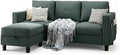 SUNLEI Convertible L-Shaped Sectional Couches for Living Room, Space-Saving 3-Seat Couch for Small Apartments & Living Rooms, Linen Fabric, Grey | L-Shaped