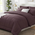 CozyLux King Size Comforter Set Cocoa Powder, 7 Pieces Bed in a Bag, Brown Comforter King Size, All Season Bedding Sets with Stitch Quilted Comforter, Flat Sheet, Fitted Sheet, Pillowcases