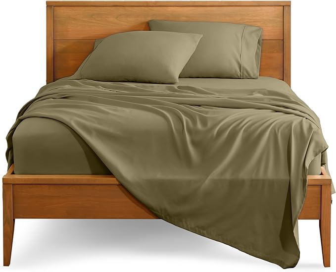 Bare Home King Sheet Set - 1800 Ultra-Soft Microfiber King Bed Sheets - Double Brushed - Deep Pockets - Easy Fit - 4 Piece Set - Bedding Sheets & Pillowcases (King, Olive)