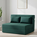 FILUXE Folding Sofa Bed | Convertible Sleeper Chair Bed for Adults, Fold Out Chair to Bed Linen Futon Chair with Pillow, for Home Dorm Apartment RV Living Room, Standard Size,Dark Green