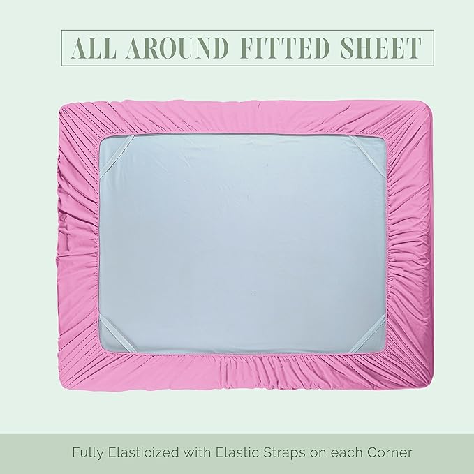 Elegant Comfort 1500 Premium Hotel Quality 18-24 Inches Deep - Extra Deep Pocket Single Fitted Sheet for High Mattress, Luxury and Softest, Smart Pocket - Wrinkle Free, California King, Light Pink