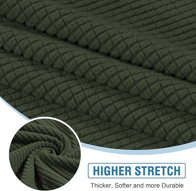 H.VERSAILTEX Sectional Couch Covers 1 Piece Chaise Slipcover L Shape Separate Cushion Couch Cover for Both Left/Right Sectional Couch (Seat Only: 1 Chaises, Olive)