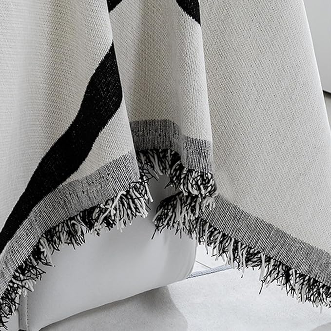 Black and White Double-Sided can Cover Chenille Sofa Towel Full Covers Cloth Four Seasons Universal Models Straight Row a Piece of Non-Slip Sets Cover (71 * 71 inch)