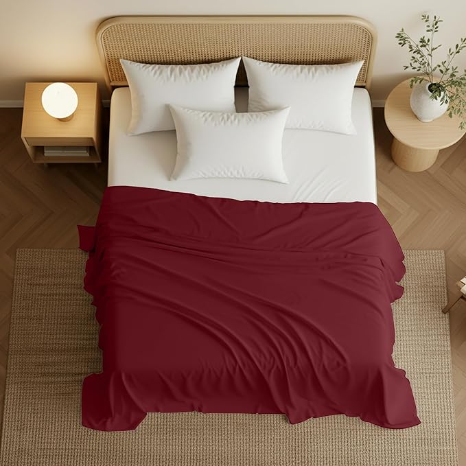 Utopia Bedding Flat Sheet - 1 Pack (Queen, Burgundy) - Soft Brushed Microfiber Fabric - Shrinkage & Fade Resistant Top Sheet - Easy Care Bed Sheet