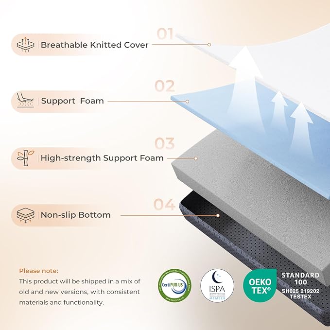 Sweetnight Tri Folding Mattress - 4-inch Foldable Mattress with a Collapsible and Washable Cover | Medium-Firm with Non-Slip Design | Suitable for RV, Camping, Guest （Queen (U.S. Standard)