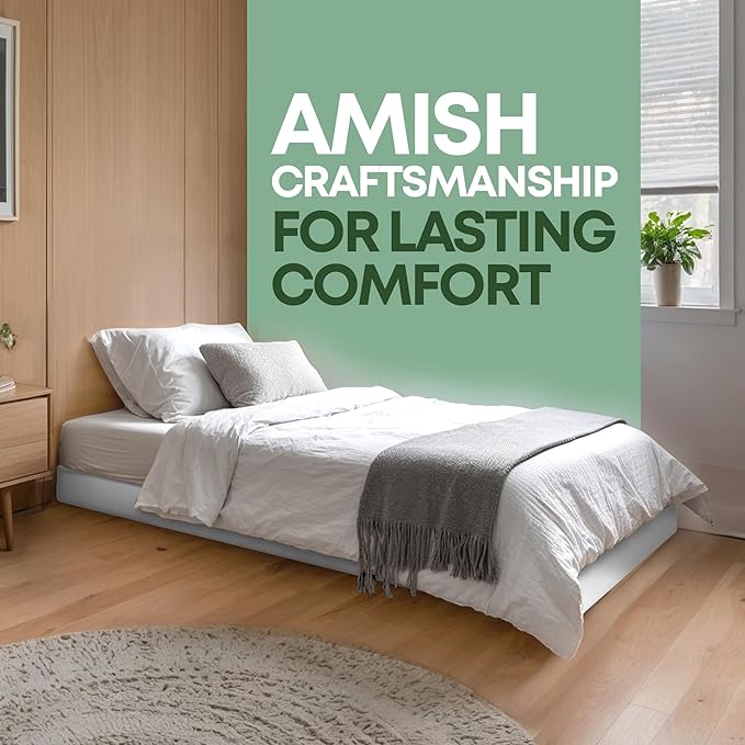 Greaton, Unassembled Twin XL Bed Inch Wood Box Spring Only – Amish Made in USA – Quiet Noise-Free Replacement Mattress Packed Flat, Easy Assembly (White), 4.5" Foundation