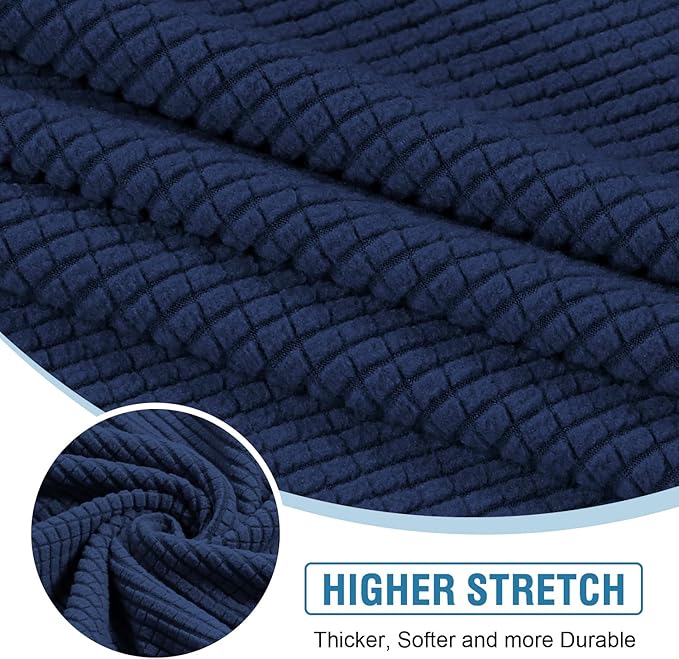 H.VERSAILTEX Sectional Couch Covers 4 Pieces Sofa Seat Cushion Covers L Shape Separate Cushion Couch Chaise Cover for Both Left/Right Sectional Couch (Seat Only: 1 Chaise + 3 Sofa, Navy)