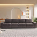 TEKAMON 128" Modular Sofa Couch with Seat Storage, Modern Comfy Long 4-Seater Chenille Couch for Living Room, Office, Apart W/Deep Seat, Wide Armrest, USB Port, Side Pockets, Washable Covers (DkGrey)