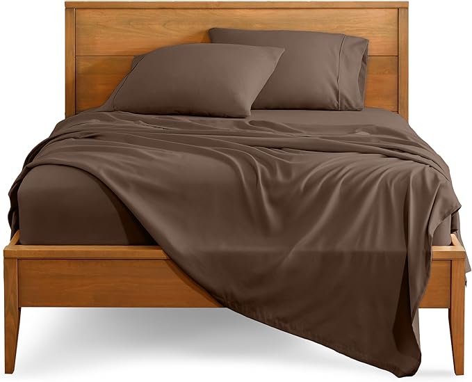 Bare Home Full Sheet Set - 1800 Ultra-Soft Microfiber Full Bed Sheets - Double Brushed - Deep Pockets - Easy Fit - 4 Piece Set - Bedding Sheets & Pillowcases (Full, Cocoa)