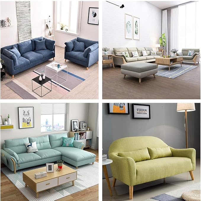 WEICHUAN 4" Solid Rubber Wood Replacement Sofa Couch Chair Ottoman Loveseat Coffee Table Cabinet Furniture Wood Legs(4" Slant Set of 4)