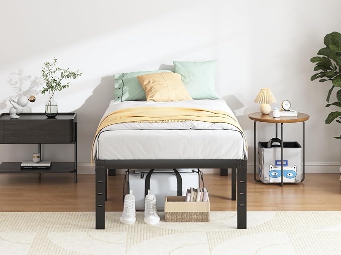 Twin XL Bed Frames - 18 in Sturdy Platform Bed Frame Twin XL, Heavy Duty Metal Bed Frame No Box Spring Needed, Quick & Easy Assembly, No Noise, Black
