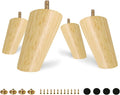 FoDau770 Rubber Wood Furniture Legs 4 Inches, Slant Tapered Wood Feet Mid Century Sofa Legs Set of 4, 5/16" UNC Furniture Feet Replacement Parts for Cabinet Couch Dresser Chair Ottoman Table
