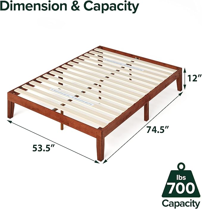 Zinus Wen Wood Platform Bed Frame/Solid Wood Foundation/Wood Slat Support/No Box Spring Needed/Easy Assembly, Full