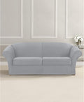 SureFit Ultimate Stretch Suede 3 Piece Box Sofa Slipcover in Light Gray