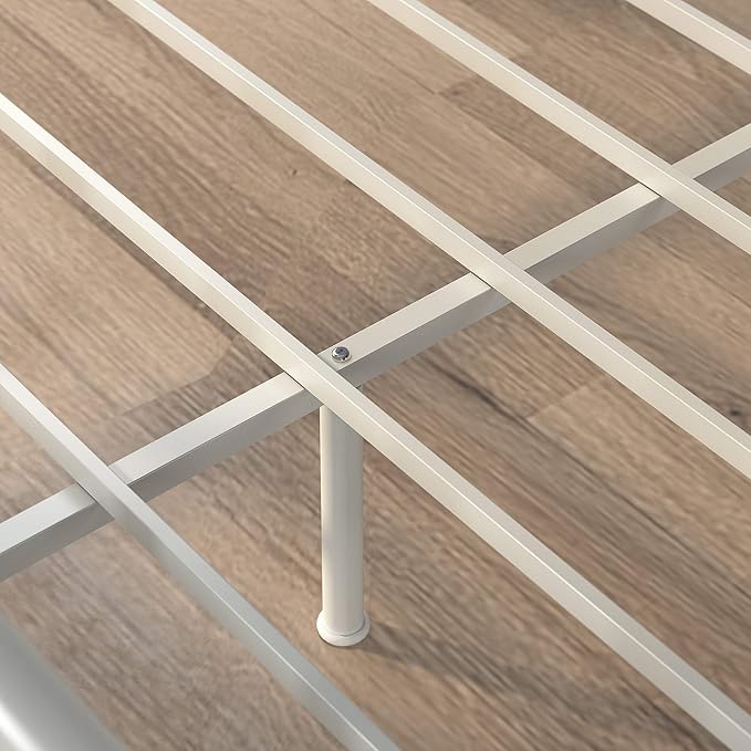 Zinus Florence Full Panel Metal Platform Bed Frame, Mattress Foundation, No Box Spring Needed, Easy Assembly, White, King