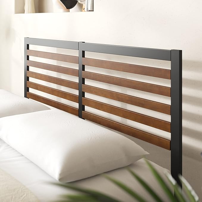 Zinus Kai Bamboo and Metal Platform Bed Frame with Headboard, No Box Spring Needed, Easy Assembly,King, Brown