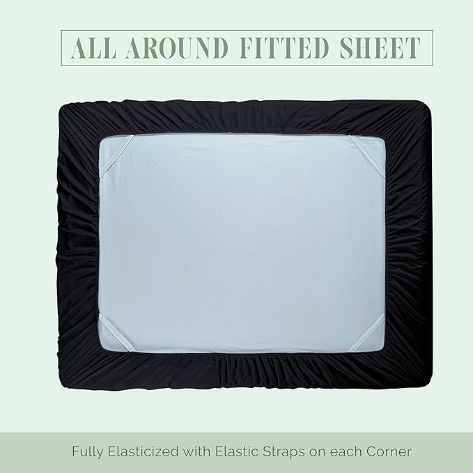 Elegant Comfort 1500 Premium Hotel Quality 18-24 Inches Deep - Extra Deep Pocket Single Fitted Sheet for High Mattress, Luxury and Softest, Smart Pocket - Wrinkle Free, California King, Black