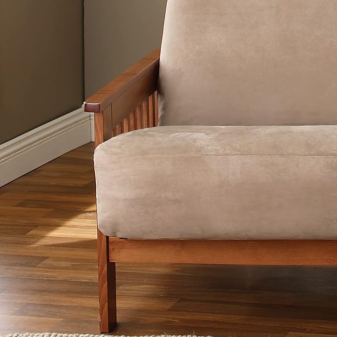SureFit Home Décor Soft Suede Futon Slipcover, Polyester, Machine Washable, One Piece, Taupe Color