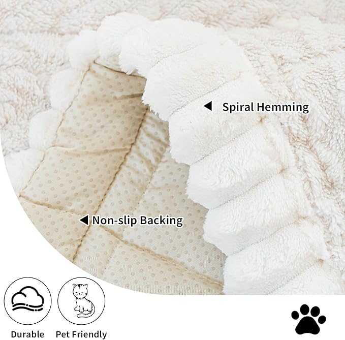 Sofa Pad, Plush Couch Cover Washable for Pet, Non-Slip Warm Couchs Cover, Funny Fuzzy Pet Couch Covers for Sofa, Sofa Slipcovers Furniture Covers for L Shaped(Beige White, 27.6"x 59")