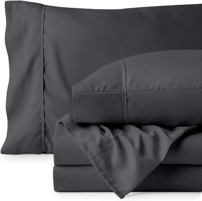 Bare Home Full XL Sheet Set - 1800 Ultra-Soft Microfiber Full Extra Long Bed Sheets - Double Brushed - Deep Pockets - Easy Fit - 4 Piece Set - Bedding Sheets & Pillowcases (Full XL, Forged Iron Grey)