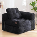 MAXYOYO Folding Sofa Bed, L-Shaped Convertible Sofa with Armrest Foldable Sleeper Bed with Pillow, Portable Fold Out Chair Comfy Floor Lounge for Living Room Bedroom, Black