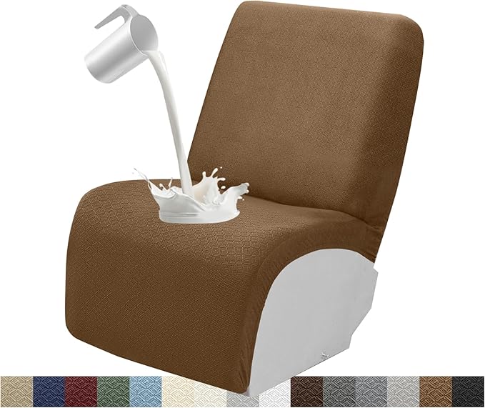 Waterproof Reclining Sectional Couch Covers Washable L Shaped Couch Cover for Sectionals Recliner Sofa Covers Stretch Corner Recliner Slipcovers(Additional Seat Cover, Light Brown)