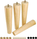 FoDau770 Rubber Wood Furniture Legs 10 Inches, Straight Tapered Wood Feet Mid Century Sofa Legs Set of 4, 5/16" UNC Furniture Feet Replacement Parts for Cabinet Couch Dresser Chair Ottoman Table