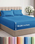 Extra Deep Twin XL Sheet Set - 4 Piece Breathable and Cooling Sheets - Hotel Luxury Bedding for Women, Men, Kids & Teens - Easy & Secure Fit - Soft and Wrinkle Free - Extra Deep Pockets - Denim Blue