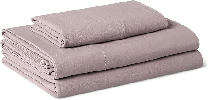 Amazon Basics Twin XL Bed Sheet, 3-Piece Bedding Set, Double Brushed Microfiber, Ultra Soft, Easy Care, Purple