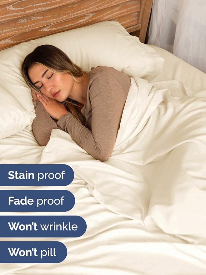 Extra Deep Full Sheet Set - 6 Piece Breathable and Cooling Sheets - Hotel Luxury Bedding for Women, Men, Kids & Teens - Easy Secure Fit - Soft, Wrinkle Free and Comfy - Extra Deep Pockets - Off White