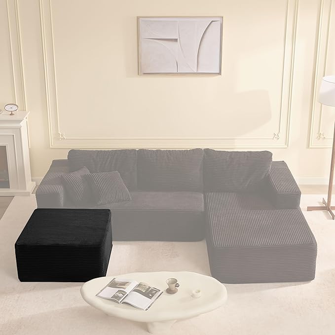 Cozy Square Ottoman, Set of Comfortable Seating, No Assembly Required, Black
