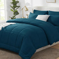 CozyLux Full Size Comforter Set Lyons Blue, 7 Pieces Bed in a Bag, Blue Comforter Full Size, All Season Bedding Sets with Stitch Quilted Comforter, Flat Sheet, Fitted Sheet, Pillowcases
