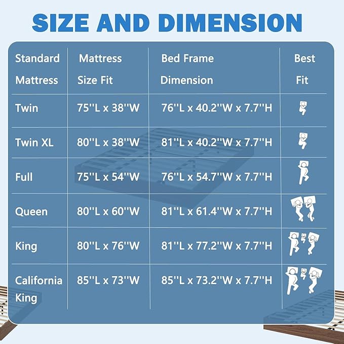Solid Wood Platform Bed with Sturdy Wooden Slats, California King Size Floor-Standing Bed Frame, Modern Minimalist Design Bed Frame, No Box Spring Needed, Easy Assembly