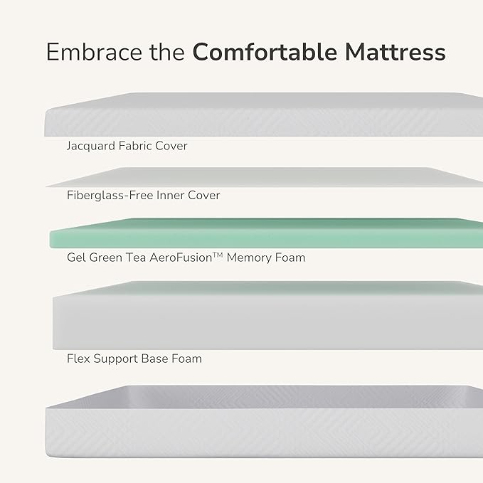 MLILY Twin Mattress in a Box, 10 inch Mattresses for Kids Bed Single Size Daybed Individual Bunk, Green Tea Memory Foam Medium Firm