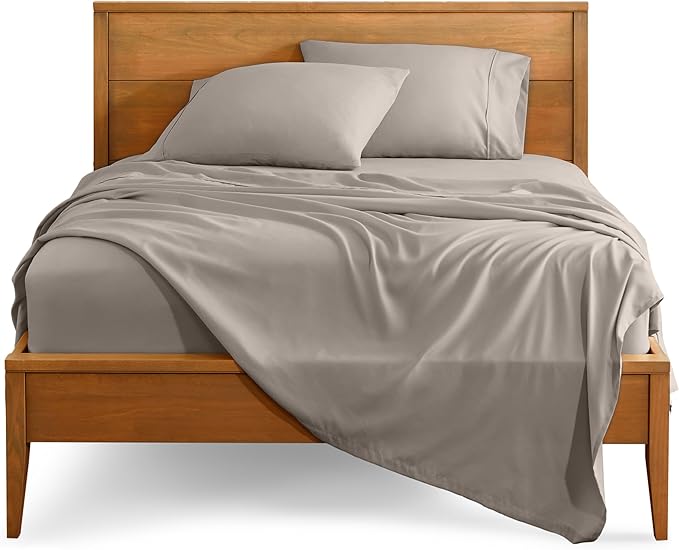 Bare Home Queen Sheet Set - 1800 Ultra-Soft Microfiber Queen Bed Sheets - Double Brushed - Deep Pockets - Easy Fit - 4 Piece Set - Bedding Sheets & Pillowcases (Queen, Khaki)