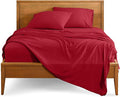 Bare Home Split Head Flex King Sheet Set - 1800 Ultra-Soft Microfiber Bed Sheets - Double Brushed - Deep Pockets - Easy Fit - 4 Piece Set - Bedding Sheets & Pillowcases (Red)