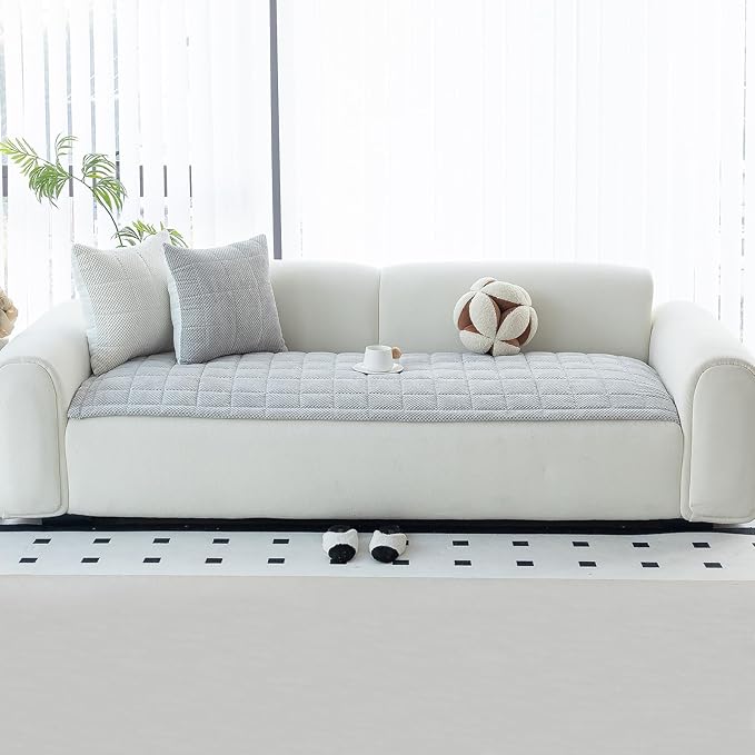 Sofa Couch Cover, Sofa Covers Washable for Dogs, Non-Slip Couch Covers for Sectional Sofa, Sofa Slipcovers for All Seasons Furniture Protector for L Shaped(Light Grey, 27"x 59")
