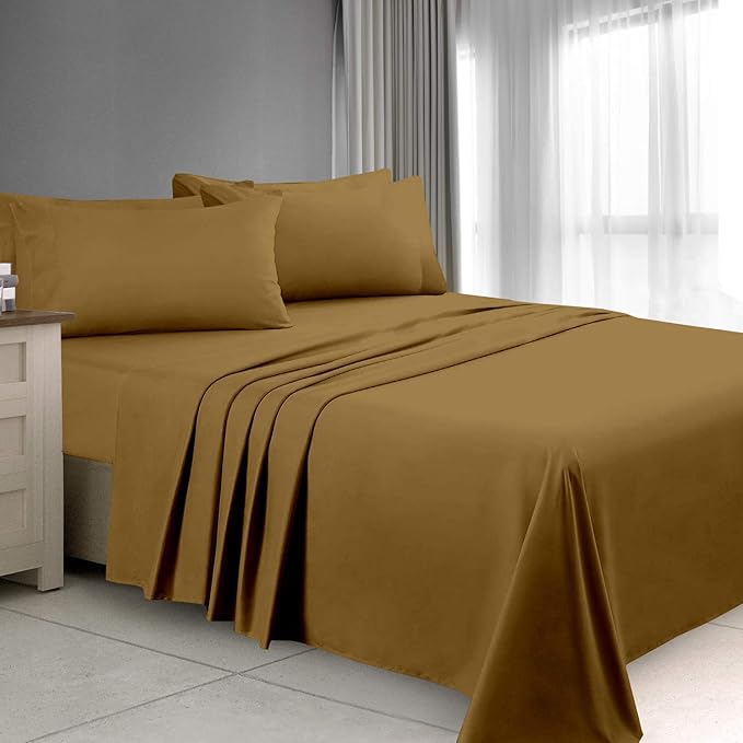 Ready To Rest King/California King Waterbed Sheets, 4 Piece Attached Sheet Set, Fits 15 Inch Deep Mattress, Brushed Microfiber, Ultra Soft and Lightweight (Taupe)