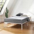 Best Price Mattress 14 Inch Metal Platform Bed Frame, Heavy Duty Steel Slats, White, Twin