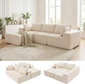 DUMOS 108" Boneless Couch, Cloud Sectional Couch with L-Shape Chaise, Modular Sectional Sofa with Deep Seat, Upholstered Couch for Living Room Bedroom, No Assembly Required (Beige, Left Facing Chaise)