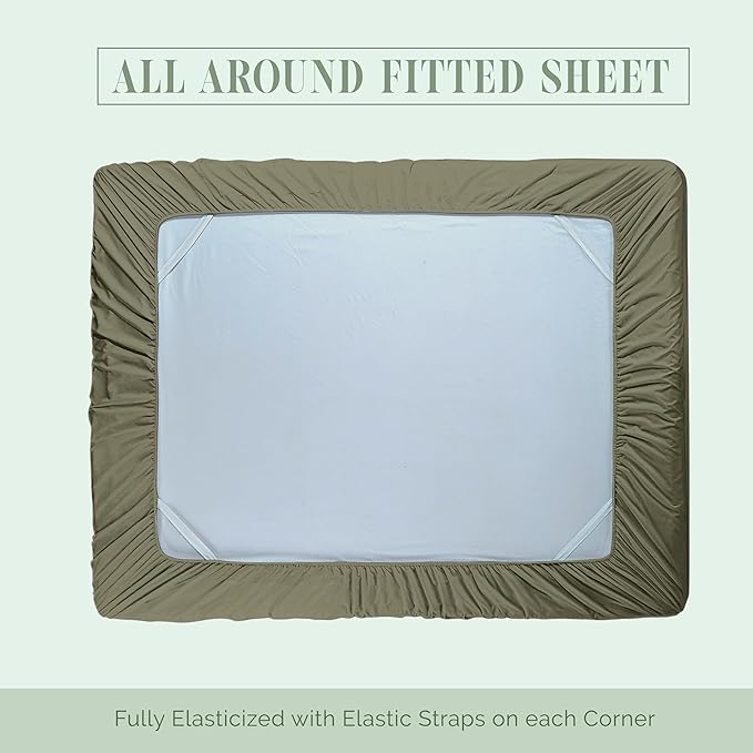 Elegant Comfort 1500 Premium Hotel Quality 18-24 Inches Deep - Extra Deep Pocket Single Fitted Sheet for High Mattress, Luxury and Softest, Smart Pocket - Wrinkle Free, Full, Green