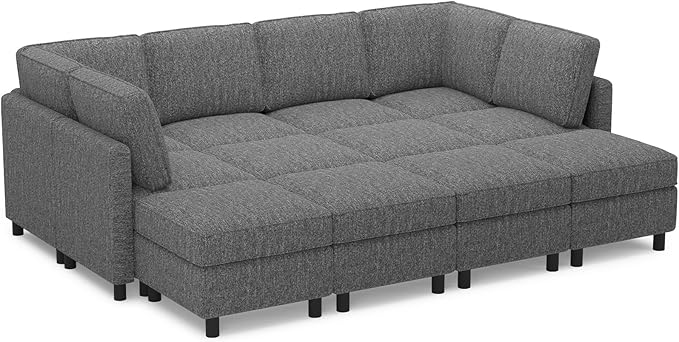 Belffin 110.2" 12 Seats Modular Sectional Sofa Sleeper Sofa Big Washable Sectional Couches for Living Room Comfy Couches with Storage Seat Couch Sofas with Chaise,Grey