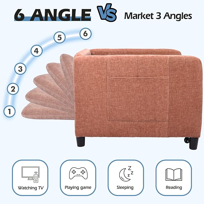 ZZW Sleeper Chair 84" Extra Long Convertible Chair Bed Upgraded 3-in-1 to 4-in-1 Pull Out Chair & Single Sofa Bed for Adult Sleeping Chairs for Living Room & Small Space