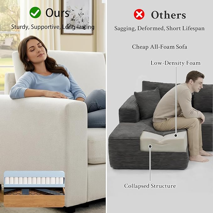 100” L-Shaped Couch with Reversible Chaise, Chenille Modular Sectional Sofa, 4-Seater Corner Couch for Living Room, Apartment, Beige