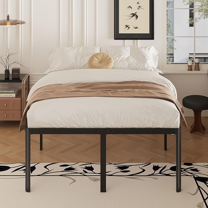Yicensen 22 Inch High Full Bed Frame with Rounded Corner Legs, Heavy Duty Full Size Metal Platform Bed Frame No Box Spring Needed, Easy Assembly, Noise Free, Black