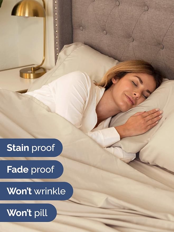 Extra Deep Twin XL Sheet Set - 4 Piece Breathable and Cooling Sheets - Hotel Luxury Bedding for Women, Men, Kids & Teens - Easy & Secure Fit - Soft, Wrinkle Free and Comfy - Extra Deep Pockets - Wheat