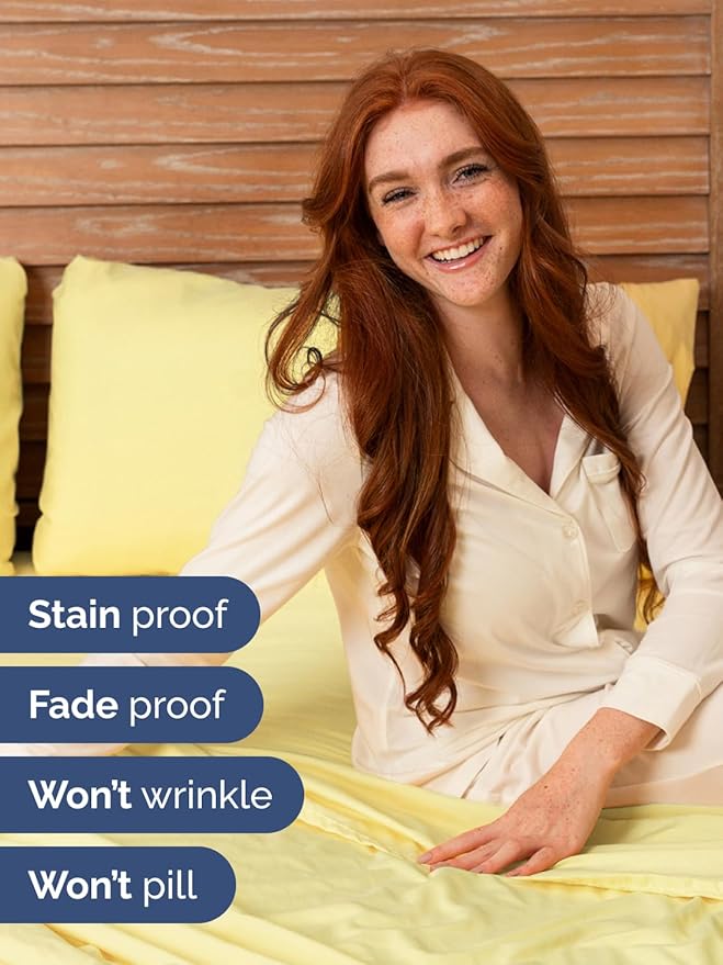Extra Deep King Sheet Set - 6 Piece Breathable and Cooling Sheets - Hotel Luxury Bedding for Women, Men, Kids & Teens - Easy & Secure Fit - Soft, Wrinkle Free and Comfy - Extra Deep Pockets - Yellow